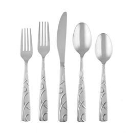 Cambridge Roam Sand 45-Piece Flatware Set with Chrome Buffet Service for 8 spoon set dining table set 240105