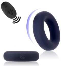 Remote Control 10 Speeds Cock Ring Delay Ejaculation Erection Scrotal Binding Clitoris Stimulation Penis Rings Vibrator 240105