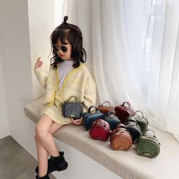 Fashion Children letter emboss handbags girls single shoulder circular bag INS kids square box messenger cosmetic bags S0995