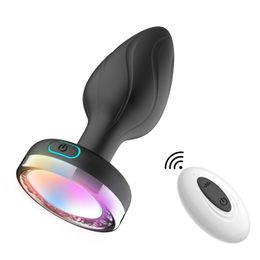 Remote Control Luminous Colour Silicone Anal Plug Sex Toys Vibrator for Women 7 Vibration Butt Plug Female Masturbation Massager 240105