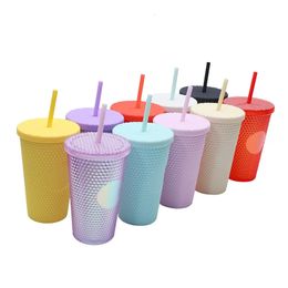 Matte Finish Double Wall Diy 473ml 480ml 500ml 16oz Plastic Durian Tumbler Durian Cup With Straw No 240105