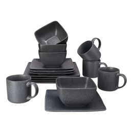 Dark Gray Square Stoare 16-Piece Dinnerware Set Dinner Set 240104