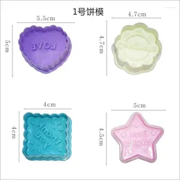 Baking Moulds 4PC Plastic Cake Decoration Press Cookie Four Piece Set Tool Food Moulds