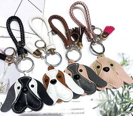 Cute Cartoon Dog Keychain Leather Tessal Key chain Keyring Women Bag Car Key holder 1373958