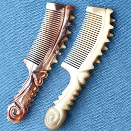 Natural White Buffalo Horn Combs AntiStatic Comb Hair Massage Brushs with Pouch Bag 240105