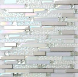 Glass mosaic kitchen tile backsplash bathroom shower wall tiles SSMT399 silver metal stainless steel mosaic4791843
