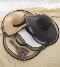 Summer Wide Brim Straw Hats Big Sun Hats For Women UV Protection Panama floppy Beach Hats Ladies Bow Hat Sun protection vacation T8924764