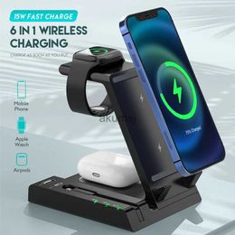 Wireless Chargers 6 in 1 Fast Wireless Charger 15W For Smart Watch TWS Bluetooth Earphone Qi Fast Charging Pad for Mi Huawei YQ240105