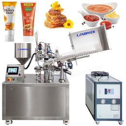 Automatic Honey Cream Cosmetic Plastic Tube Filling Ane Sealing Machine With Water Chiller