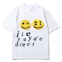 Fashion casual men's kanyes classic Designer luxury bubble print smiley face round neck short sleeve T-shirt for men and women