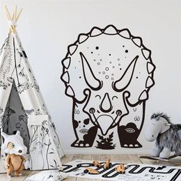 Cartoon Triceratops Dinosaur Wall Sticker Boy Room Kids Room Large Jurassic Park Dino Animal Wall Decal Bedroom Vinyl Home Decor 2314h