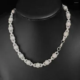 Chains 10.5MM Round Ball Miami Cuban Necklace Micro Paved Cubic Zircon Iced Out Bead Chain Choker Mens Women Hip Hop Jewellery