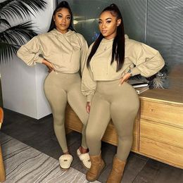 Women's Two Piece Pants Solid Women 2 Set Long Sleeve Crop Top Sweatshirt High Waist Leggings Outfits Sportswear Tracksuits Suit Streetwear