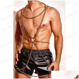 Bras Sets Metal O-Ring Chain Halter Body Shoder Chest Belt Gothic Lingerie Gay Sexual Harness Exotic Bdsm Fetish Accessories Drop De Dhugk