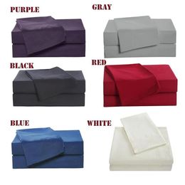 Sets 4pcs Family Bedding Set Include Bed Fitted Sheet Flat Sheet Two Pillowcase Soft SkinFriendly Plain Bedding Set3178