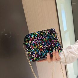 Evening Bags High Quality Women's Chains Advanced Sense Shoulder Bag Solid Versatile Handbag Multi Sequins Luxury Designer