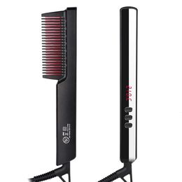 Professional Fast Heated Beard Straightening Comb Customized Small Hair Straightener Brush For Men 240104