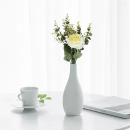 Decorative Flowers Realistic Silk Elegant Artificial Roses Eucalyptus Centrepiece Decor For Home Room Farmhouse Faux Coffee Kitchen