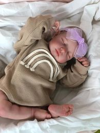 49CM Already Finished Painted Bebe Reborn Doll LouLou born Sleeping Soft Vinyl 3D Skin Tone Visible Veins Gift For Girls 240104