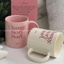 Mugs Pink Romantic English Ceramic Mug Cream Breakfast Cup Coffee Cups