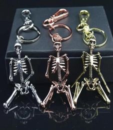 Keychains Gwwfs Skull Skeleton Pendant Key Chain Men Women Bag Charm Ring Car Keychain Keyrings Chaveiro Gift9060023
