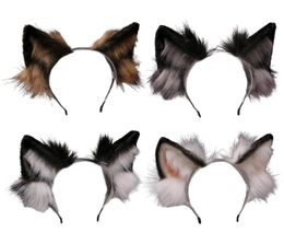 Lovely Animal Faux Fur Wolf Ears Headband Realistic Furry y Hair Hoop Lolita Anime Masquerade Cosplay Costume4116015