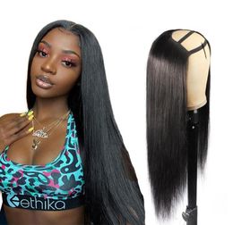 Ishow 4x4 U Part None Lace Wig Yaki Straight For Women Body Loose Deep Brazilian Virgin Human Hair Wigs Water Curly Natural Colour 6855684