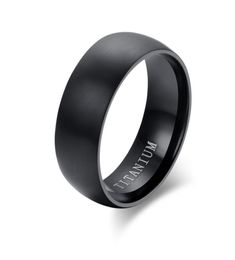 Mens Basic Wedding Band in Black Titanium Steel Engagement Ring Dome Charm Matte Finished Male Jewellery Bague Masculinos Anillos9515116