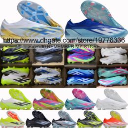 Send With Bag Quality New Season Football Boots X Crazyfast.1 FG Laceless Messis Knit Soccer Cleats Mens Soft Leather Comfortable Training Football Shoes US 6.5-11.5