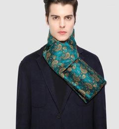 Scarves Winter Designer 160cm Long Men Teal Paisley Silk Scarf Male Brand Shawl Wrap Face Grade A Adult BarryWang1200340