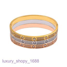Car tiress New Brand Classic Designer Bracelet Hot selling bracelet with two rows and three diamonds micro inlaid titanium With Original Box HZB1