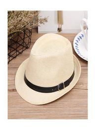 Stingy Brim Hats Fashion Summer Fedora Straw Jazz Hat With Leather Belt Beach Panama Cap Solid Women Caps UV Protection Sun4344237