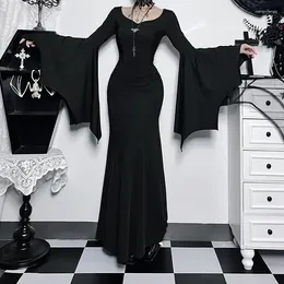 Casual Dresses Gothic Halloween Dress Women's Sheath Witch Vintage Batwing Sleeve V Neck Long Mermaid Formal Gown Evening