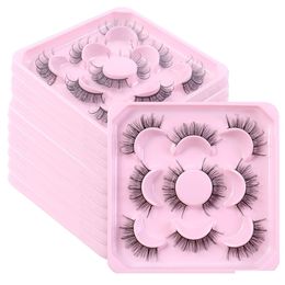 False Eyelashes Thick Curled Extensions Naturally Soft Light Handmade Reusable Mtilayer 3D Mink Fake Lashes Fluffy Strip Lash Drop D Dhj7M