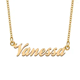 Pendant Necklaces Vanessa Name Necklace For Women Stainless Steel Jewellery Gold Plated Nameplate Chain Femme Mothers Girlfriend Gift