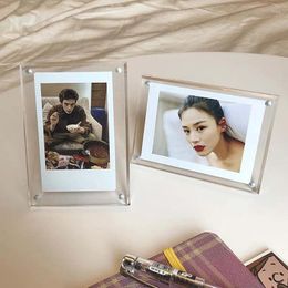 Frames 3 Inch 74x104mm Acrylic Po Frame Poster Cards Display Stand Rectangle Picture Paper Holder Tabletop Magnetic Decoration