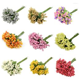 Decorative Flowers 10 Pcs/bag Simulation Stars All Over The Sky Tassels Flower With Leaves Beads Stamens Hearts Wreaths Wedding False