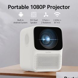 Home Theatre System Wanbo T2 Max Projector Portable Mini Theater Lcd Bluetooth Support 1080P Vertical Correction Fl Hd Drop Delivery Dhmag