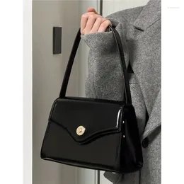 Evening Bags 2024 Women's Buckle High Capacity Underarm Bag Designer Advanced Texture Ladies Handbag Black PU LeatherSingle Shoulder