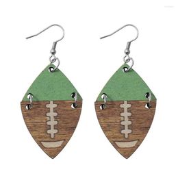 Hoop Huggie Earrings Sports Baseball Geometric Stitching Double Sided Wooden Pendant 3 Set For Holes Two Hole Drop Delivery Jewellery Dhchn