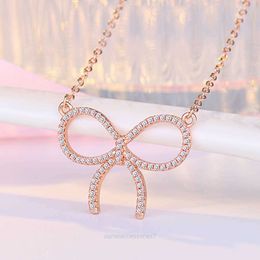 Jewelry Designer T Necklaces t Bow Necklace for Womens Ice Cream with Same Fashionable Full Diamond Collarbone Chain