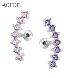 AOEDEJ 4 Colours Crystal Ear Stud Earrings Stainless Steel lage Earrings Tragus Conch Piercing Oorbellen Voor Vrouwen14795702