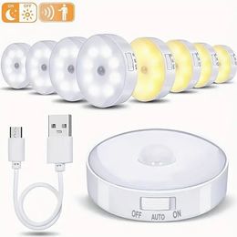 LED USB Charging Night Light, USB Night Light With PIR Motion Sensor, Adhesive Magnetic Strips For Closets, Cabinets, Stairs, Bedrooms, Etc