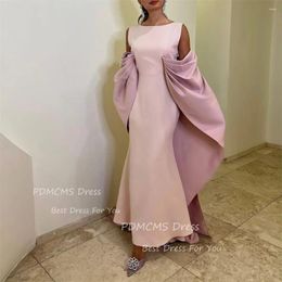 Party Dresses Elegant Pink Saudi Arabia Dubai Mermaid Evening Sleeveless Formal Prom Dress O Neck Celebrity Gowns Vestidos Gala