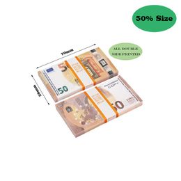 50% Size Wholesale Top Quality Billet Euro Copy 10 20 50 100 Party Math Fake Banknotes Notes Faux Euros Play Collection Gifts Realistic Double Sided Stack Full