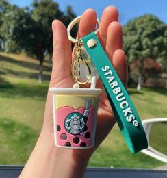 Luxury designer keychain bag charm keychains key chain creative threedimensional cute milk tea key chain star dad coffee cup keyri4961010