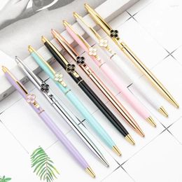 Pcs/lot Clover Metal Ballpoint Pens For Writing Cute 1.0 Mm Black Ink Ball Pen Business School Supplies