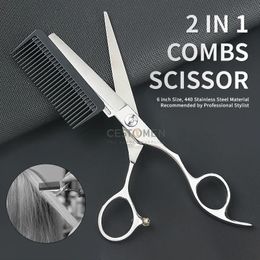 Professional Hairdressing Scissors JP440C Steel 6 Inch 2 in 1 Hair With Comb Haircut Barber Cutting Shears 240104