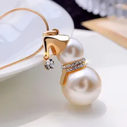 Pendant Necklaces Fashion Cute Snowman Long Necklace Women Gold Colour Pearl Jewellery Santa Claus Christmas Gift Wedding