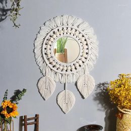 Tapestries Wedding Boho Nordica Woven Hanging Wall Macrame Acrylic Home Decoration Hand Romantic Style Craft Mirrors Mirror Decor